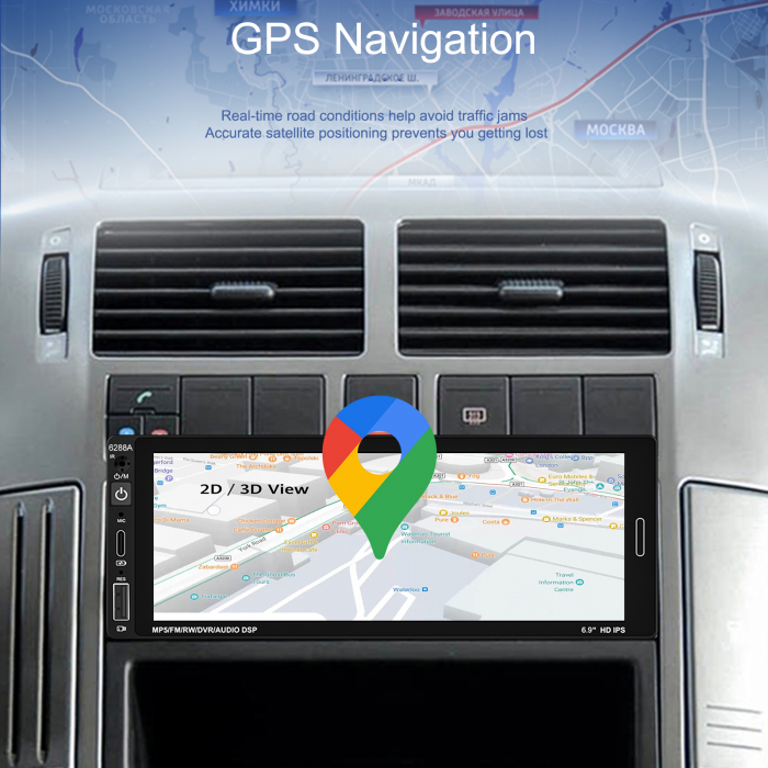 Navigatie Android 13, Player 1DIN 2GB+64GB, CarPlay si Android Auto wifi, DSP, RDS, Universal, USB FRONTAL, ecran 6.86 Inch [7]