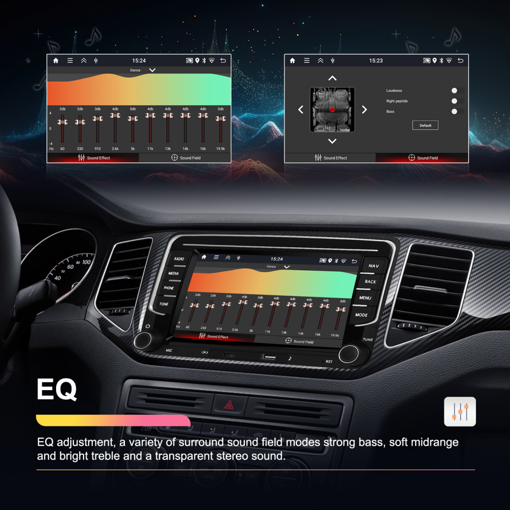 Navigație Android,Volkswagen, Skoda, Seat - 2+64 GB, USC C Frontal,CarPlay & Android Auto, ecran 7"|Compatbil Golf 5, Golf 6, Jetta, Passat B6/B7/CC, Polo, Tiguan [6]