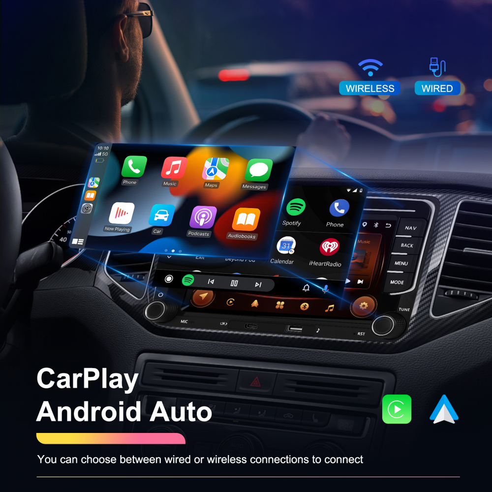 Navigație Android,Volkswagen, Skoda, Seat - 2+64 GB, USC C Frontal,CarPlay & Android Auto, ecran 7"|Compatbil Golf 5, Golf 6, Jetta, Passat B6/B7/CC, Polo, Tiguan [3]