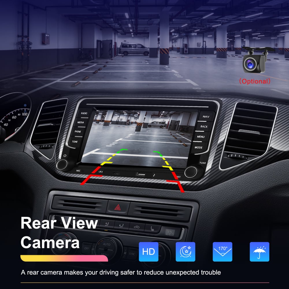Navigație Android,Volkswagen, Skoda, Seat - 2+64 GB, USC C Frontal,CarPlay & Android Auto, ecran 7"|Compatbil Golf 5, Golf 6, Jetta, Passat B6/B7/CC, Polo, Tiguan [8]