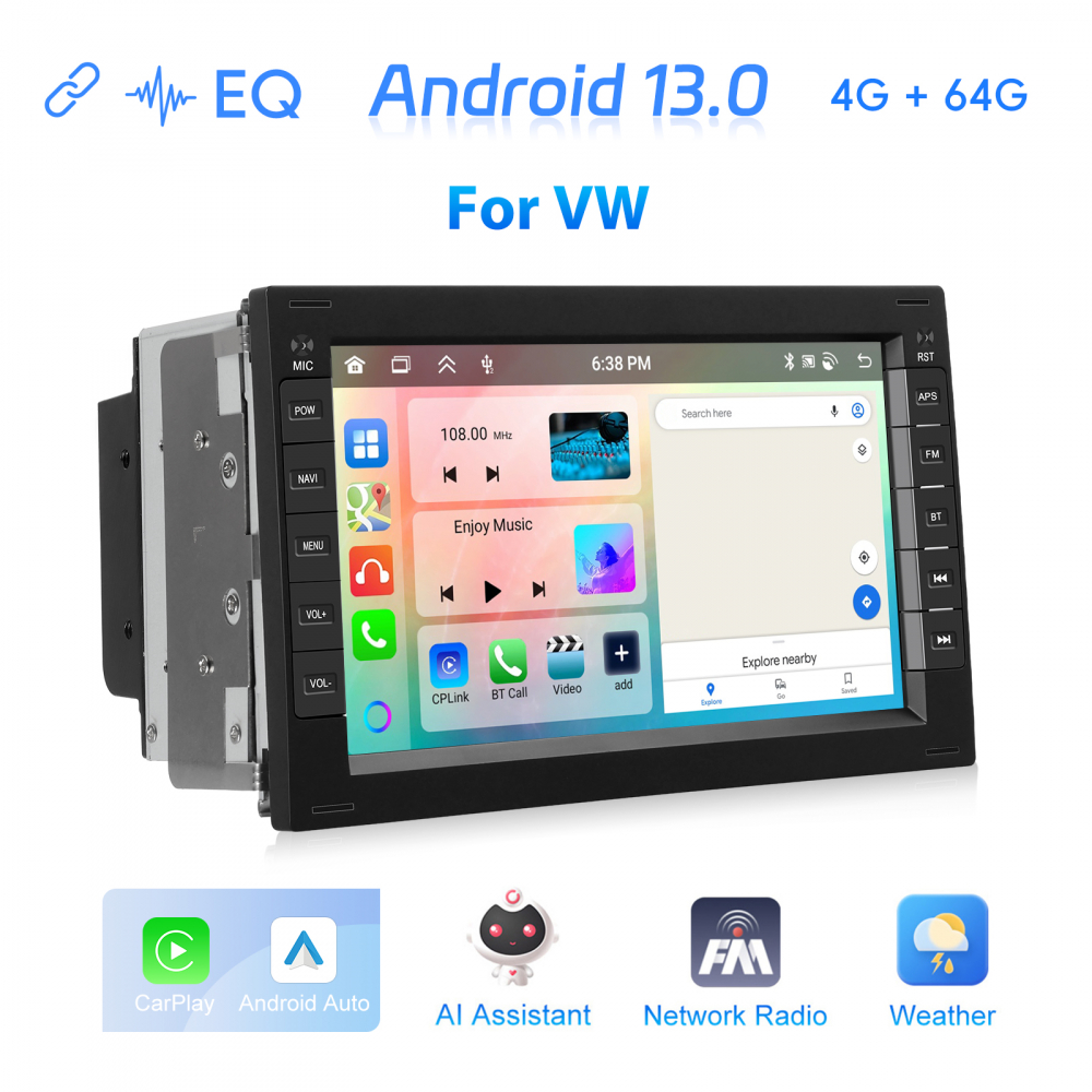 Navigație Android 13 4GB RAM,64GB ROM, VW Golf 4, Passat B5.5, Polo, Jetta, CarPlay, Android Auto, Bluetooth, Wi-Fi, Waze, Ecran 7" [5]