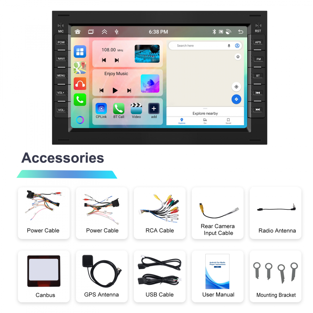Navigație Android 13 4GB RAM,64GB ROM, VW Golf 4, Passat B5.5, Polo, Jetta, CarPlay, Android Auto, Bluetooth, Wi-Fi, Waze, Ecran 7" [10]
