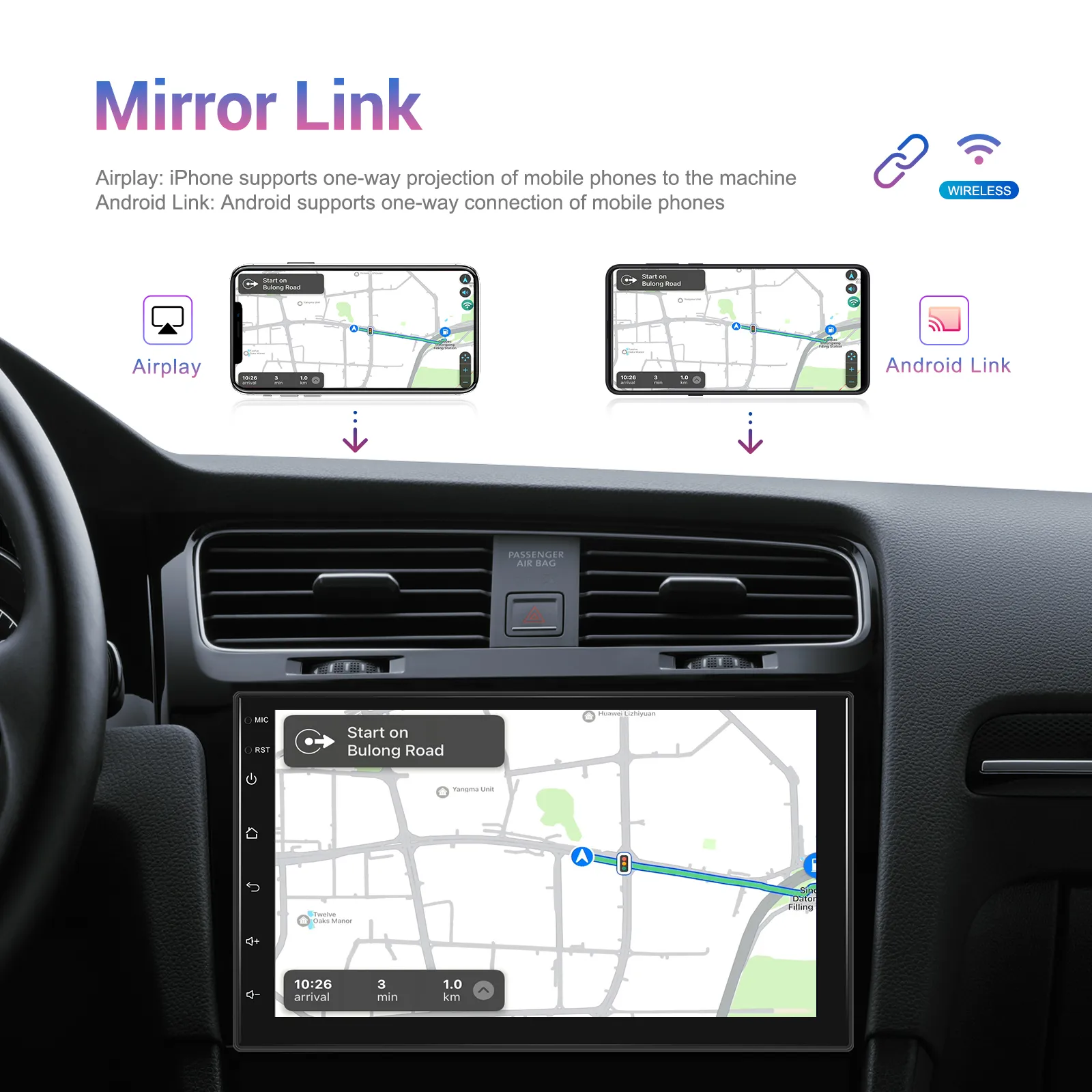 Navigație Android 2DIN Universală|4GB RAM, 64GB ROM, Ecran 7 inch, CarPlay și Android Auto Wireless, Radio RDS [5]