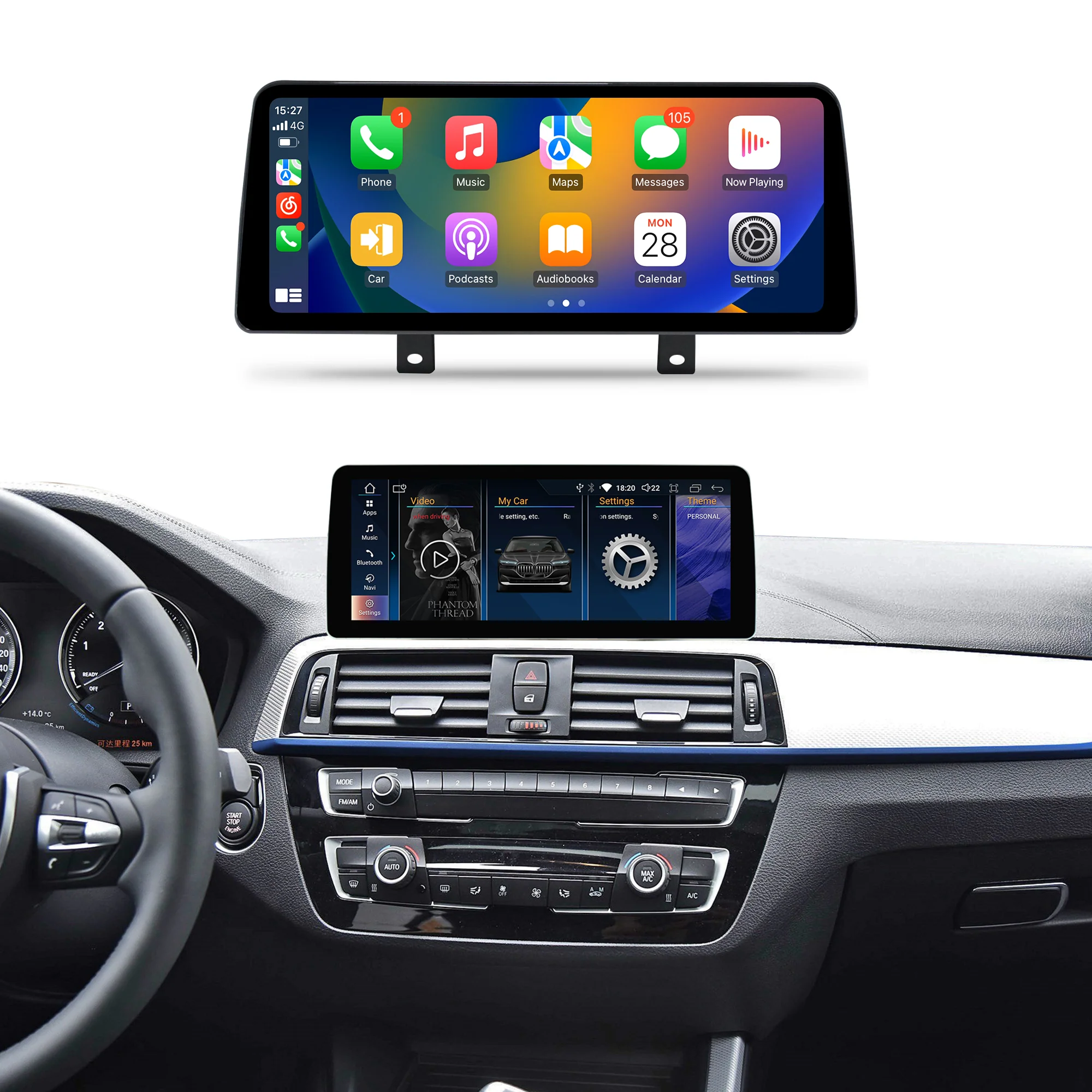 Navigație Android BMW Seria 1 si Seria 2  F20 F22 F23 (2012-2019), 4 GB RAM, OCTA-CORE, ecran 12.3", NBT si EVO, 1920x720, CarPlay, Android Auto, 4G și WiFi [2]