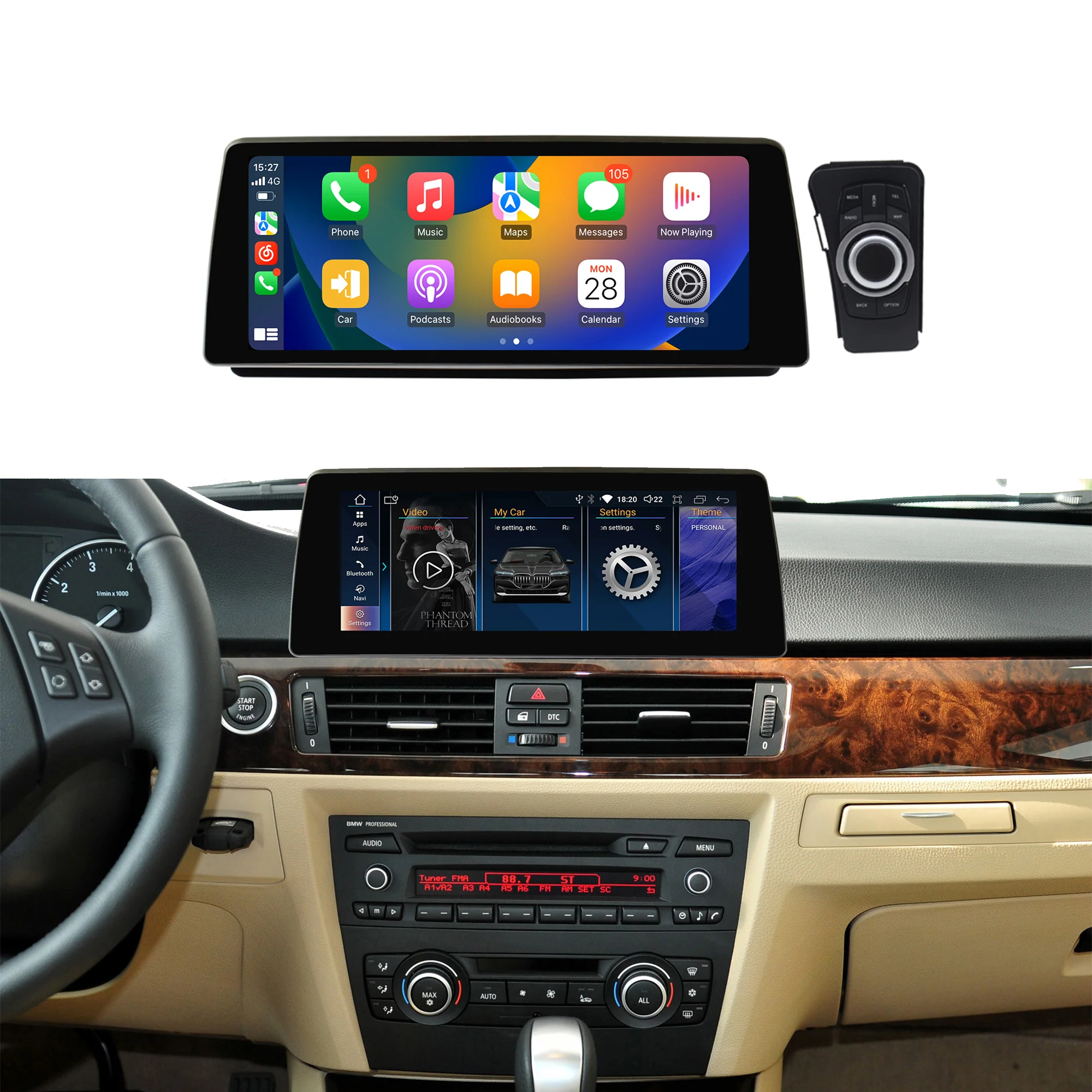 Navigație Android BMW Seria 3 E90 E91 E92 E93 (2005-2012), 4 GB RAM, OCTA-CORE, ecran 10.25", CCC si CIC, 1920x720, CarPlay, Android Auto, 4G și WiFi [2]