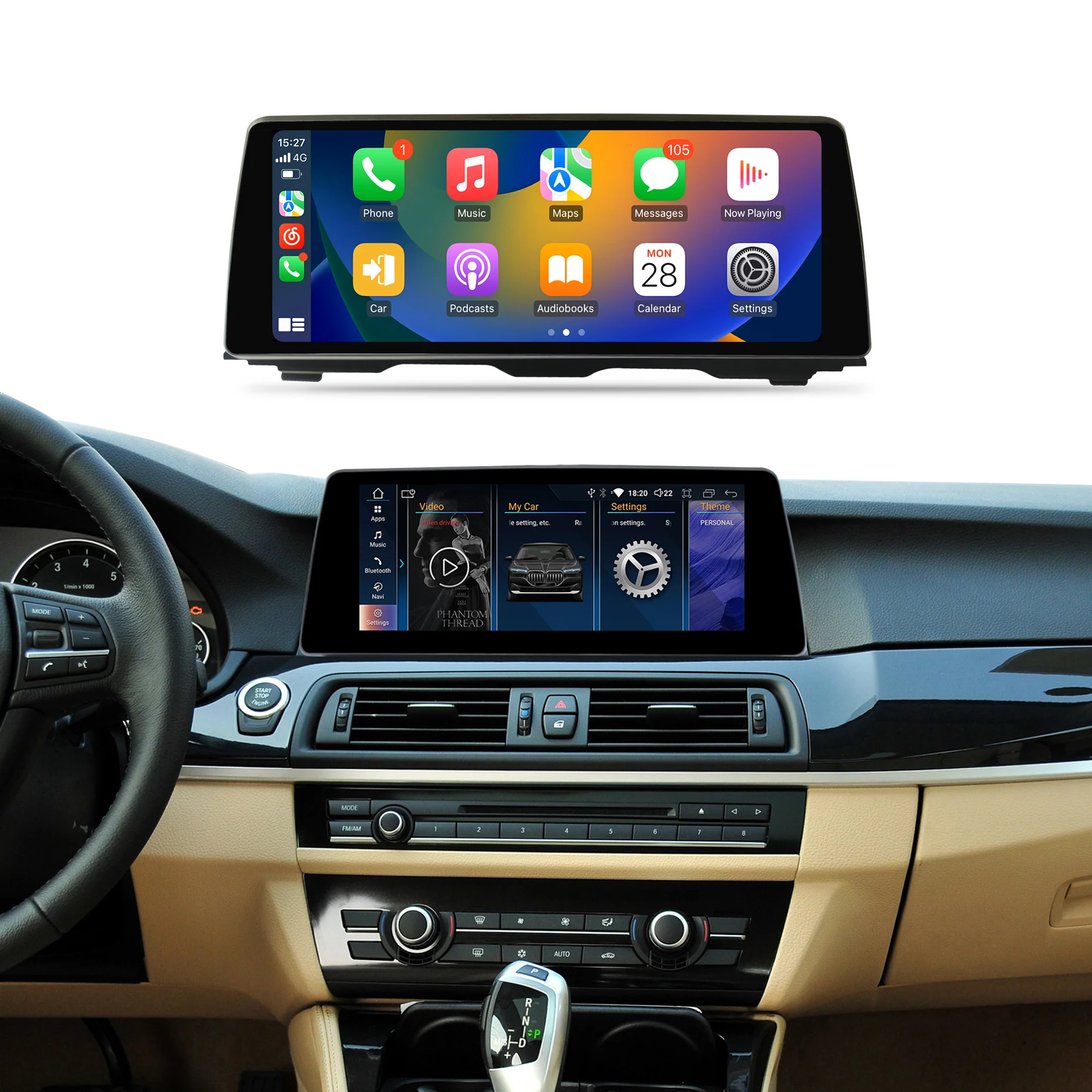 Navigație Android BMW Seria 5 F10 F11 F18 (2010-2016), 4 GB RAM, OCTA-CORE, ecran 10.25", CIC si NBT, 1920x720, CarPlay, Android Auto, 4G și WiFi [2]