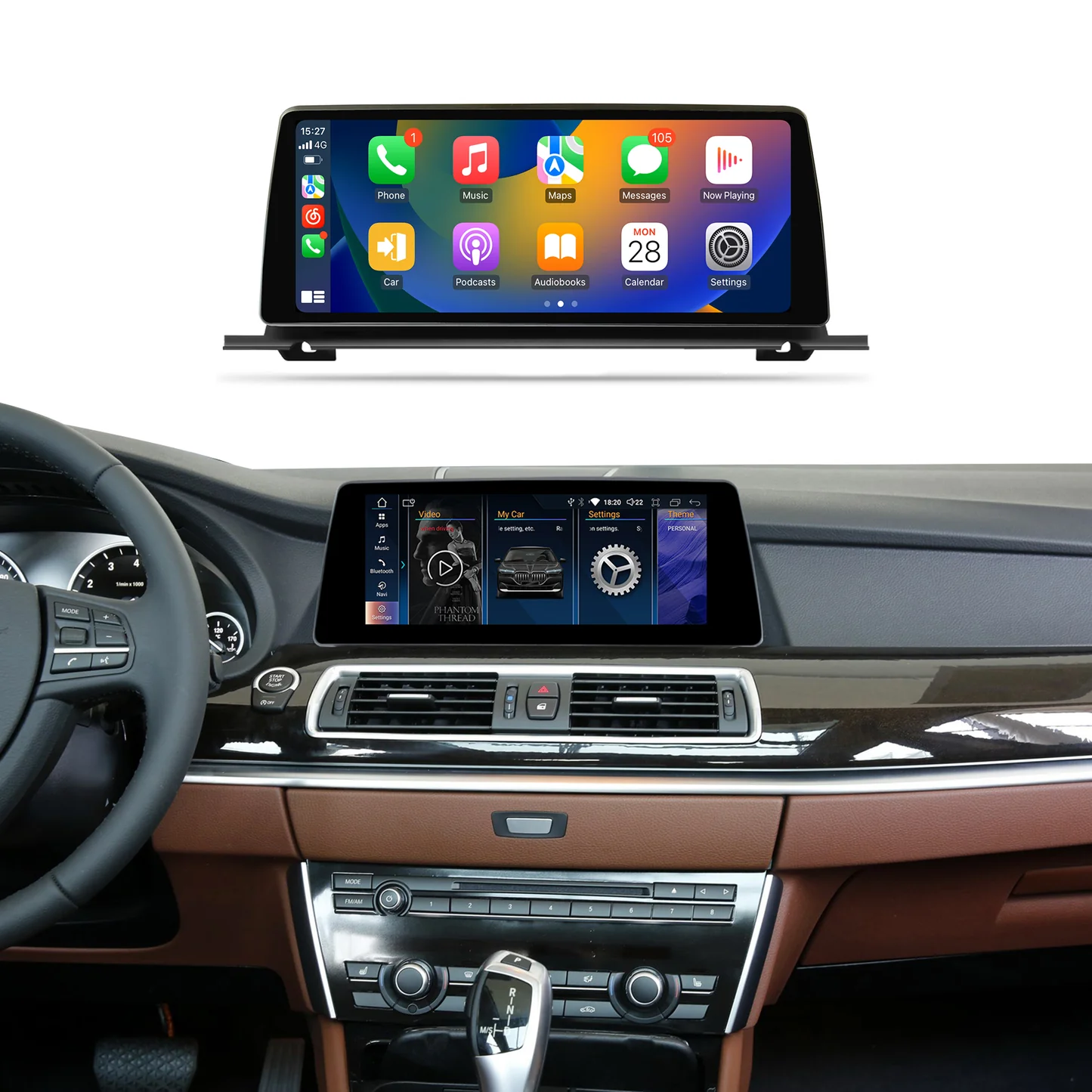 Navigație Android BMW Seria 5 GT F07 (2010-2016), 4 GB RAM, OCTA-CORE, ecran 10.25", CIC si NBT, 1920x720, CarPlay, Android Auto, 4G și WiFi [2]