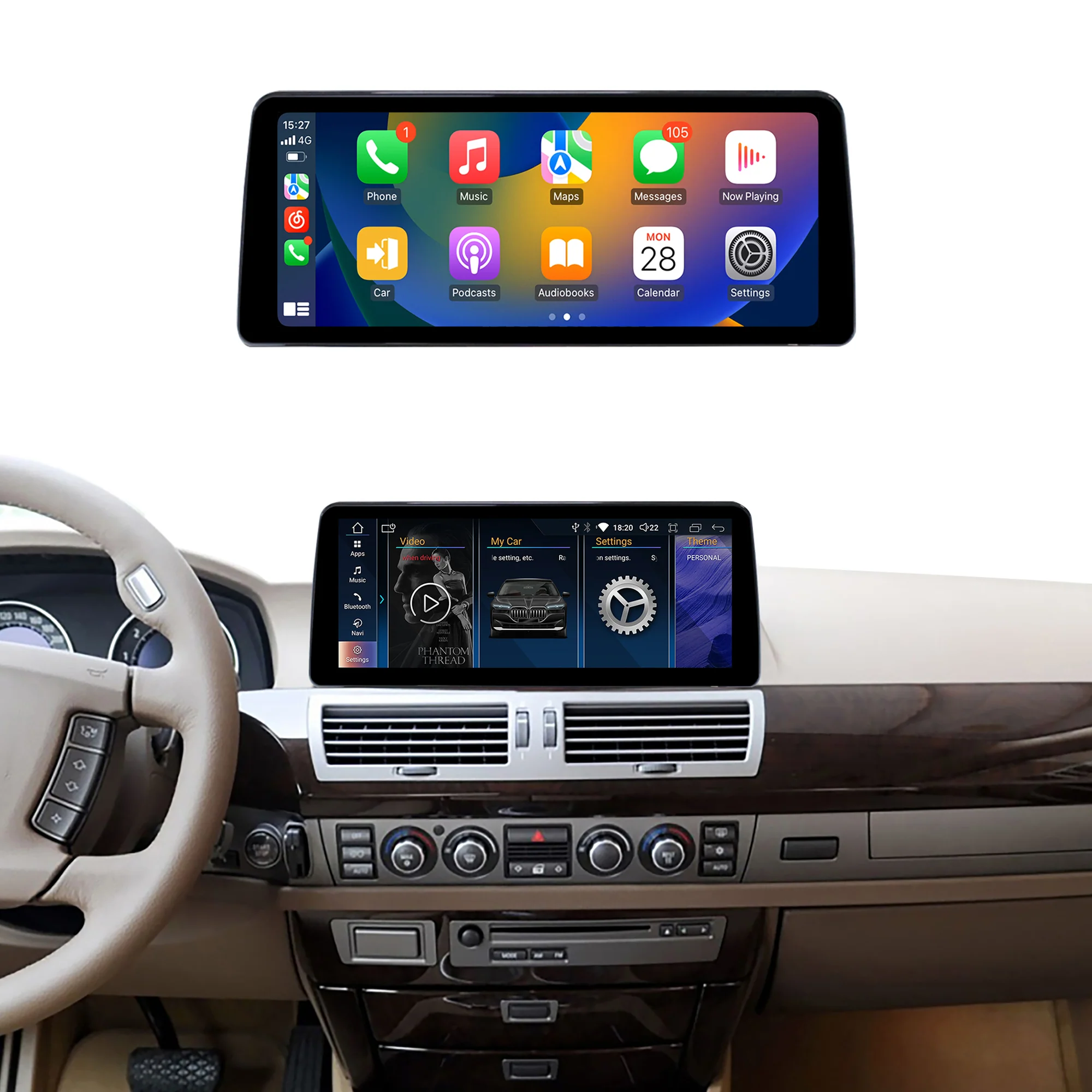 Navigație Android BMW Seria 7 E65 E66 (2004-2008), 4 GB RAM, OCTA-CORE, ecran 12.3",1920x720, CarPlay, Android Auto, 4G și WiFi [2]