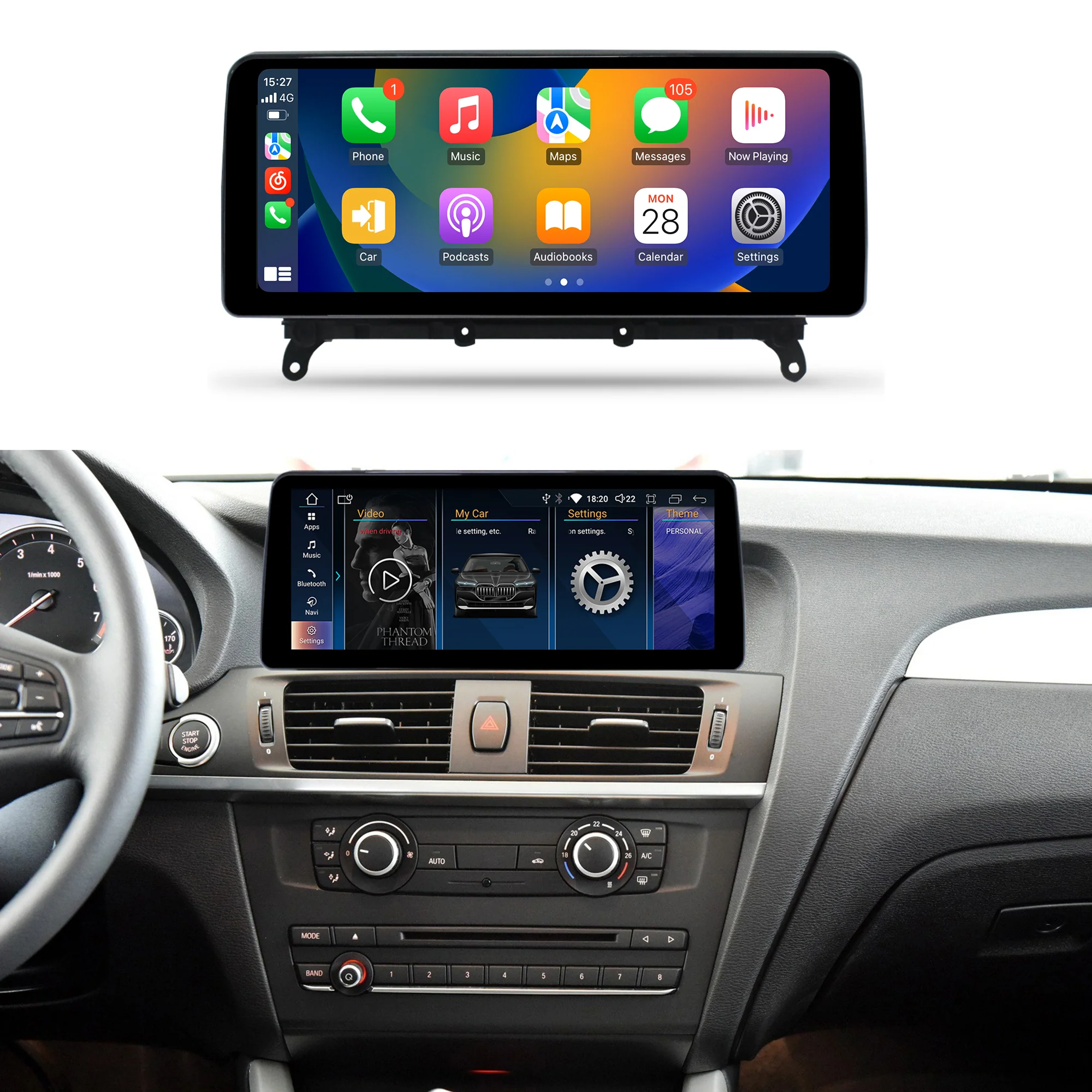 Navigație Android BMW X3 X4 F25 F26 (2010-2018), 4 GB RAM, OCTA-CORE, ecran 10.25", CIC, NBT si EVO, 1920x720, CarPlay, Android Auto, 4G și WiFi [2]