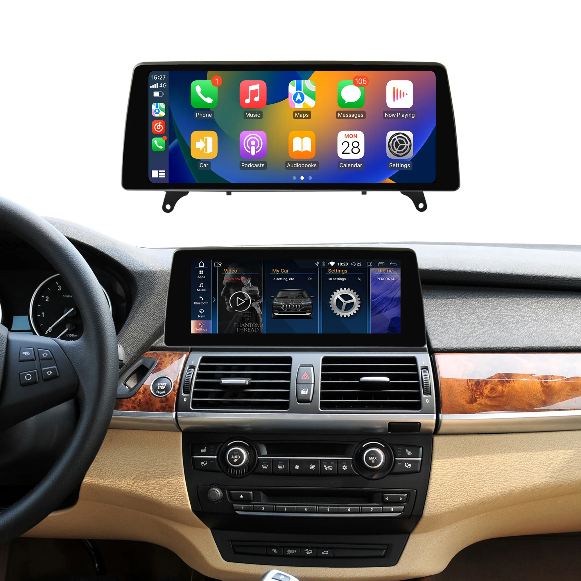 Navigație Android BMW X5 X6 E70 E71 E72 (2007-2012), 4 GB RAM, OCTA-CORE, ecran 10,25", CCC si CIC, 1920x720, CarPlay, Android Auto, 4G și WiFi [2]