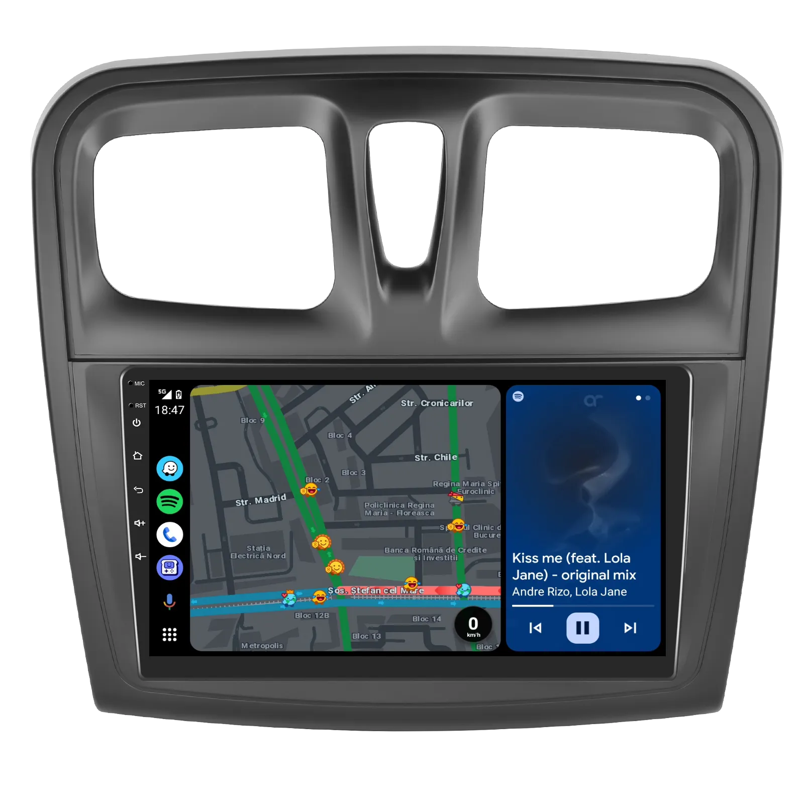 Navigatie 2K QLED, Dacia Logan, Duster, Sandero (2012-2020), 4 GB RAM, SLOT SIM 4G, DSP, CarPlay si Android Auto ecran 9.36 inch [10]