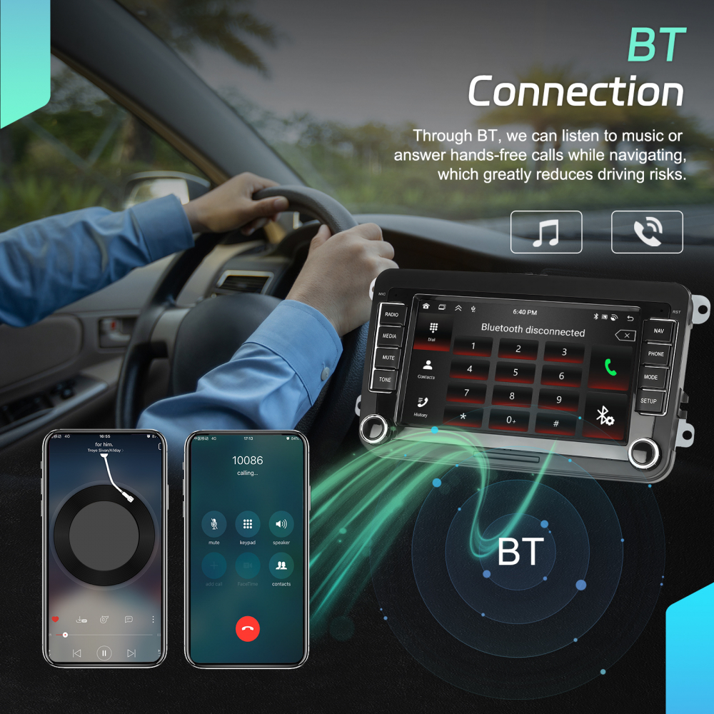 Navigație Android Dedicată Volkswagen, Skoda, Seat|4GB RAM, 64GB ROM, Ecran 7 inch, CarPlay și Android Auto Wireless,Radio RDS [7]