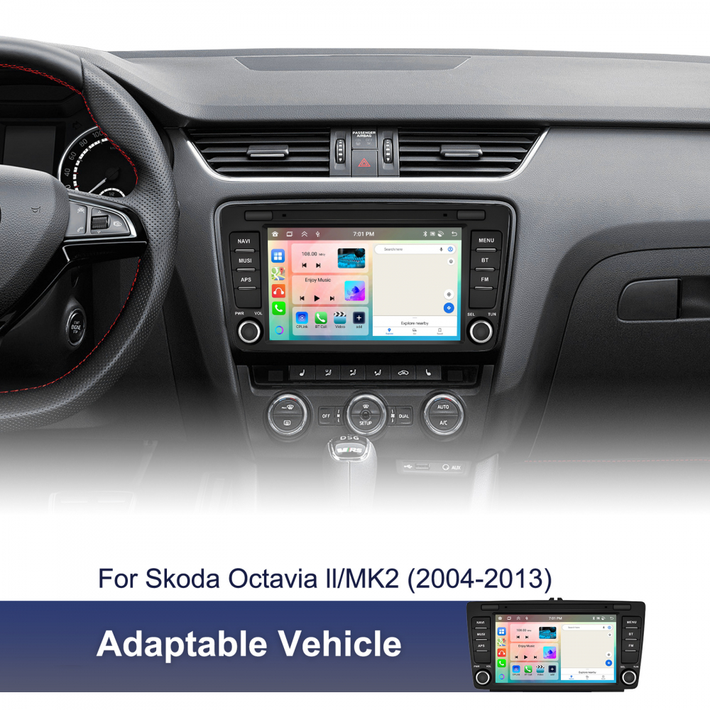 Navigație Skoda Octavia 2 (2004-2013)|4GB RAM, 64GB ROM, Ecran 7 inch OEM, CarPlay și Android Auto Wireless, Radio RDS [8]