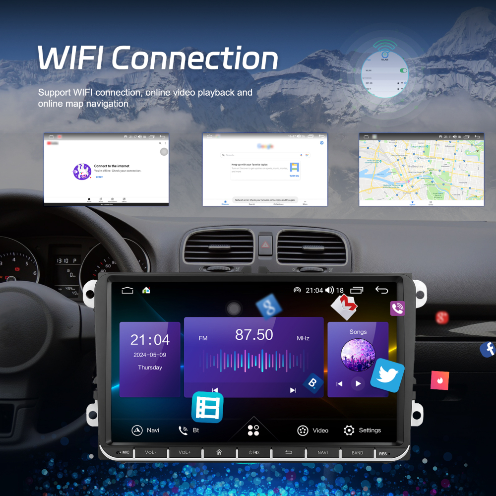 Navigație Android dedicată VW, Skoda și Seat, FYT UIS7862, 4 GB RAM, 32 GB, Octa Core, 4G SIM ecran 9 inch [7]