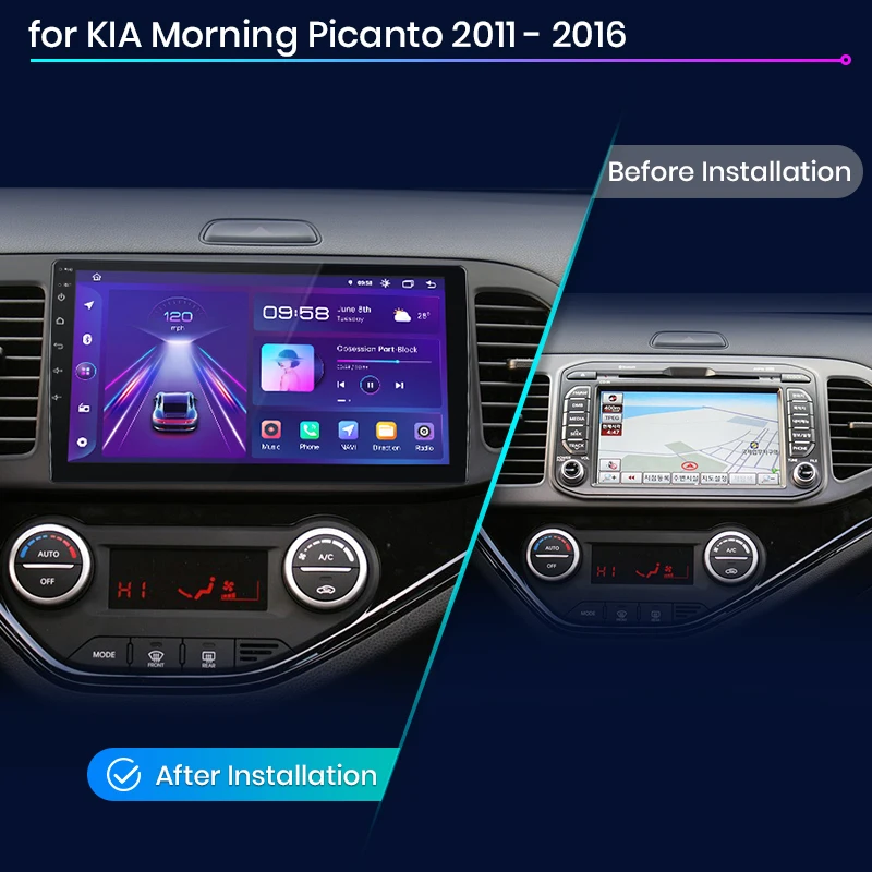 Navigatie Android Kia Picanto (2011-2016), Android 12, DSP 2GB RAM 32GB ROM, CarPlay si Android Auto Wi-fi, Youtube, Waze [3]