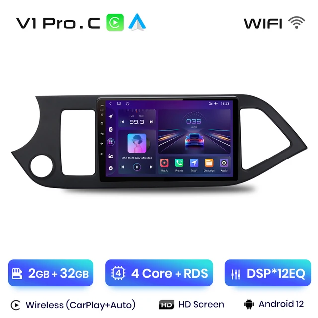 Navigatie Android Kia Picanto (2011-2016), Android 12, DSP 2GB RAM 32GB ROM, CarPlay si Android Auto Wi-fi, Youtube, Waze [2]