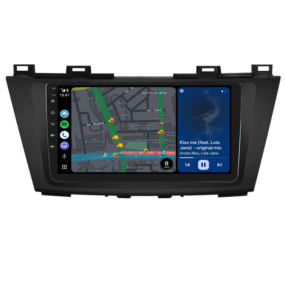 Navigatie Android Mazda 5 (2010-2015), Android 12, DSP 4GB RAM 64GB ROM, Cartela SIM 4G, CarPlay si Android Auto Wi-fi, Youtube, Waze [5]