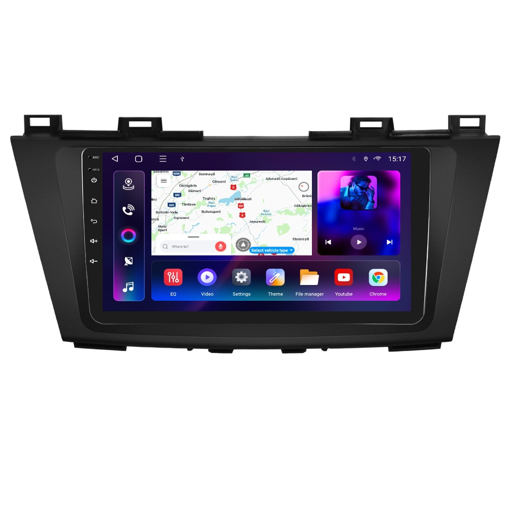 Navigatie Android Mazda 5 (2010-2015), Android 12, DSP 4GB RAM 64GB ROM, Cartela SIM 4G, CarPlay si Android Auto Wi-fi, Youtube, Waze [3]