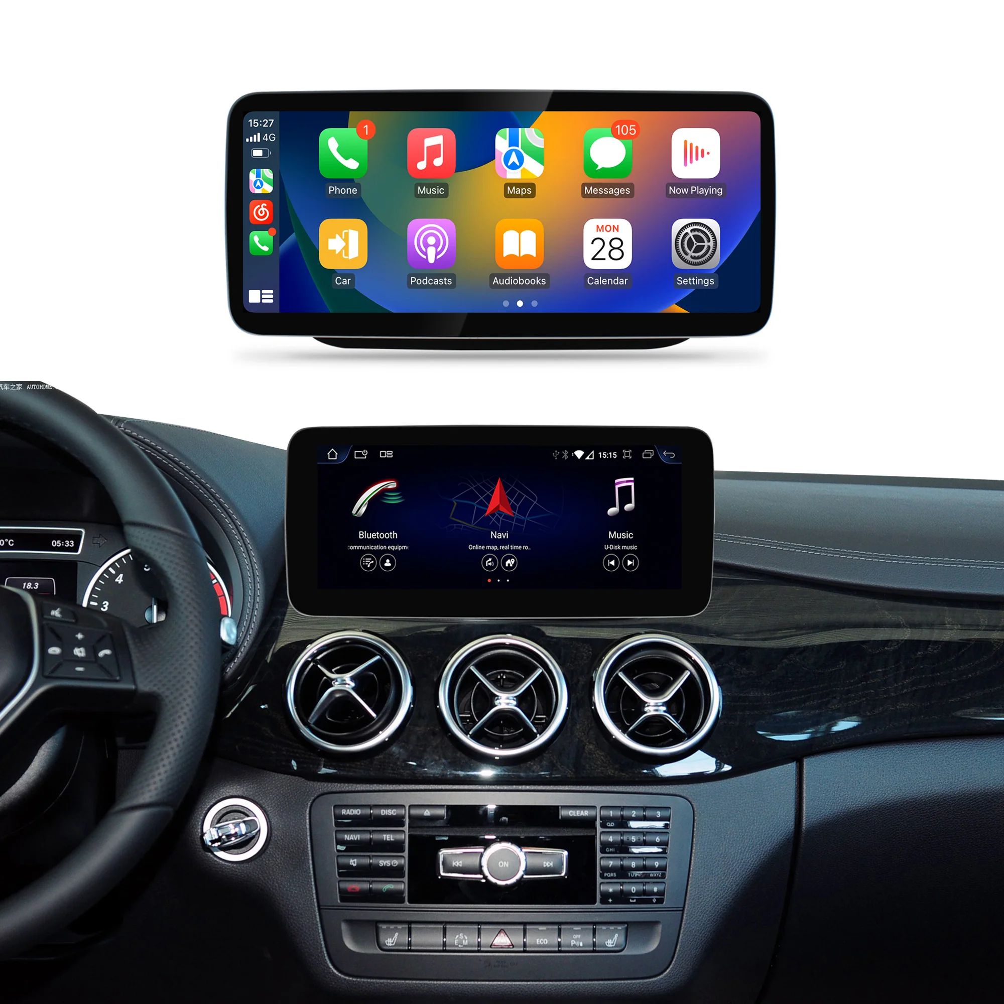 Navigație Android Mercedes Benz B Class W246 (2011-2018), 4 GB RAM, OCTA-CORE, ecran 10.25", NTG 4.5, NTG 5.0, 1920x720, CarPlay, Android Auto, 4G și WiFi [2]