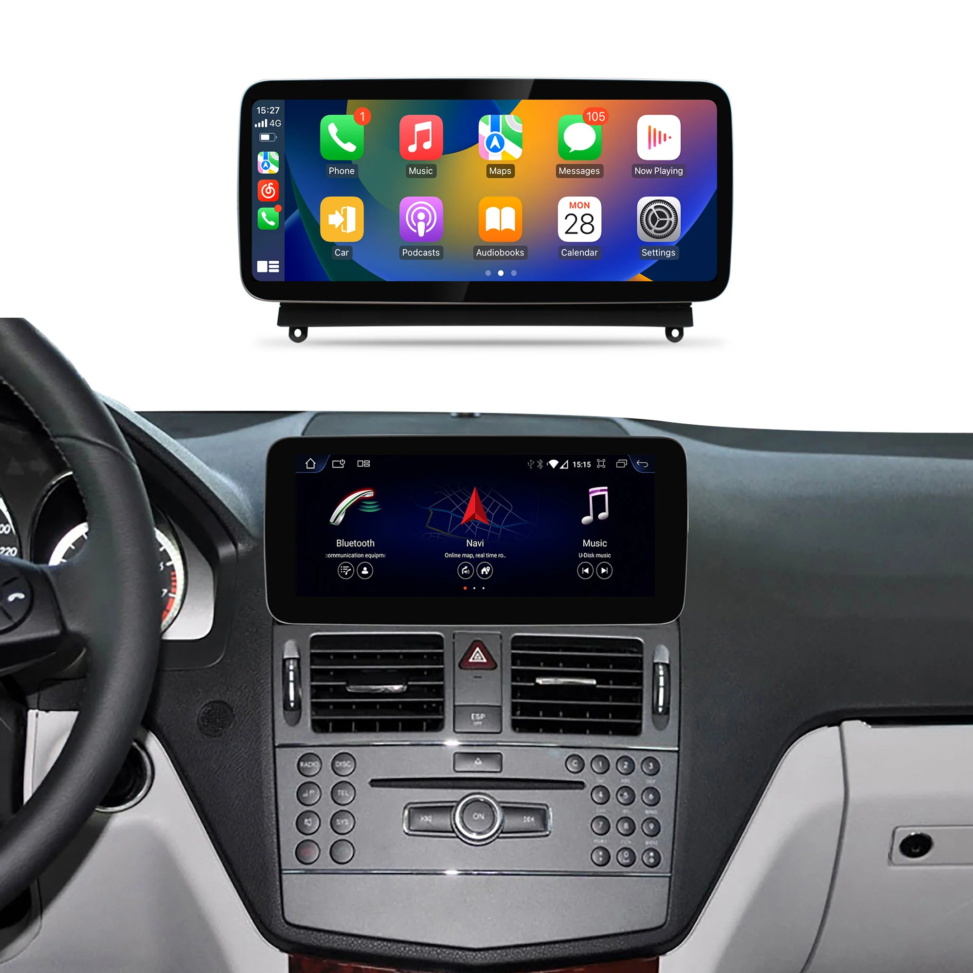 Navigație Android Mercedes Benz C Class W204 (2008-2010), 4 GB RAM, OCTA-CORE, ecran 10.25", NTG 4.0, 1920x720, CarPlay, Android Auto, 4G și WiFi [2]