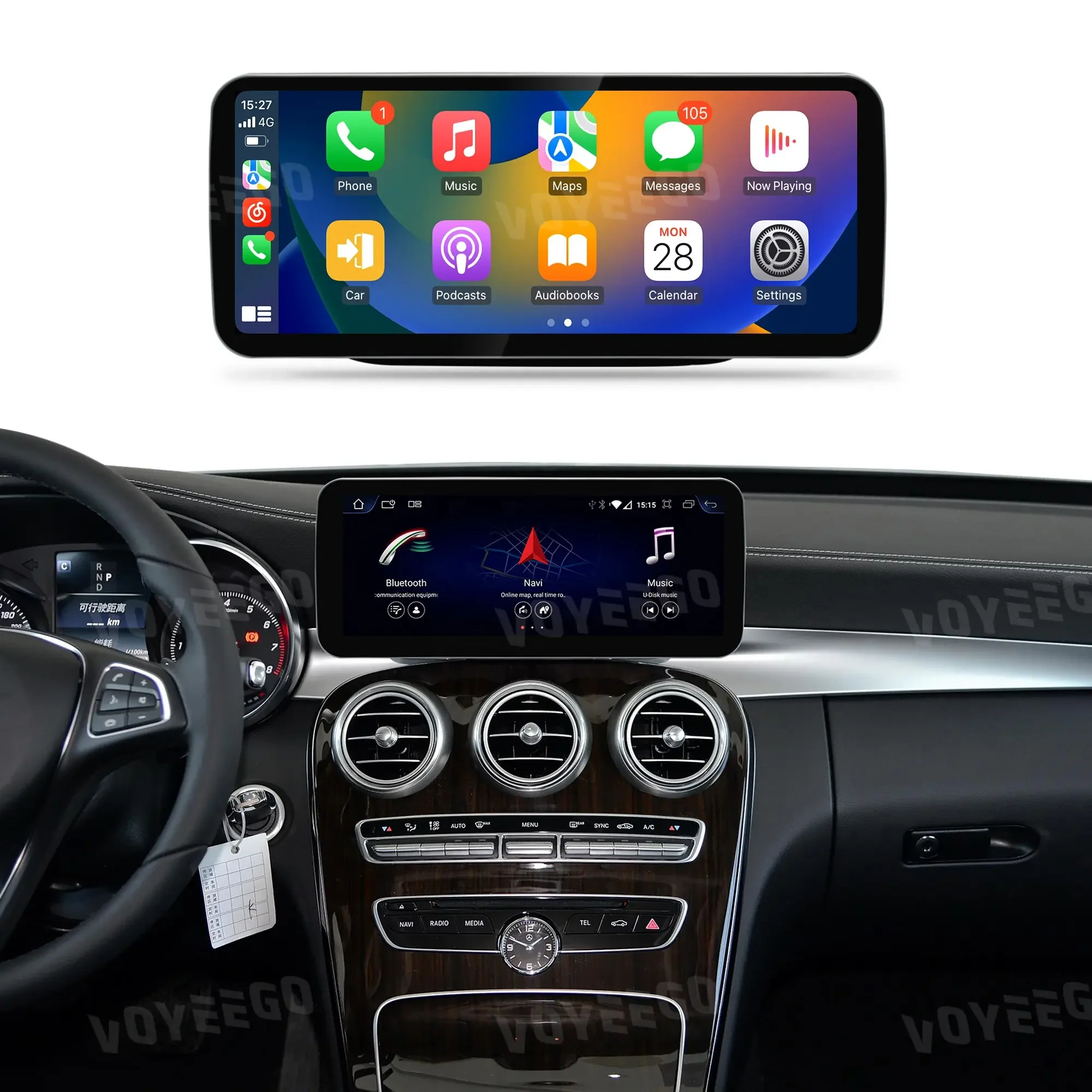 Navigație Android Mercedes Benz C Class W205 V Class W446 X Class GLC (2015-2018), 4 GB RAM, OCTA-CORE, ecran 12.3", NTG 5.0, 1920x720, CarPlay, Android Auto, 4G și WiFi [2]