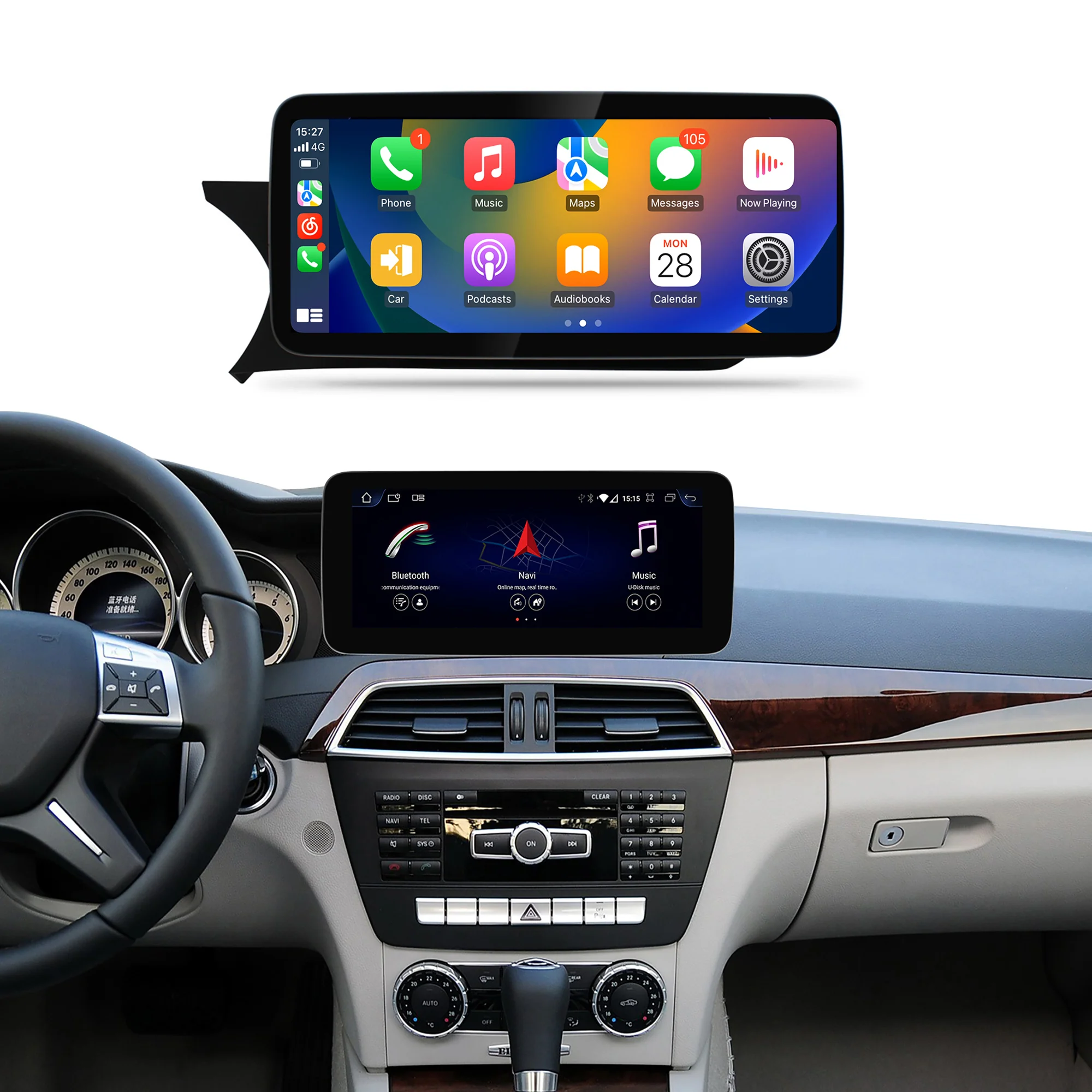 Navigație Android Mercedes Benz C Class W204 (2011-2014), 4 GB RAM, OCTA-CORE, ecran 10.25", NTG 4.5, 1920x720, CarPlay, Android Auto, 4G și WiFi [2]