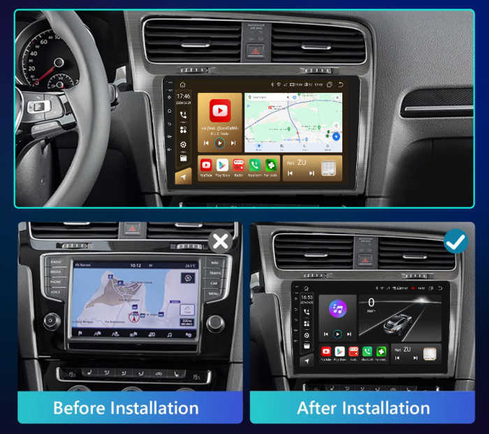Navigatie Volkswagen Golf 7 (2012-2020) 2GB RAM 32GB, Android 12, DPS, CarPlay si Android Auto, ecran 10 Inch [2]
