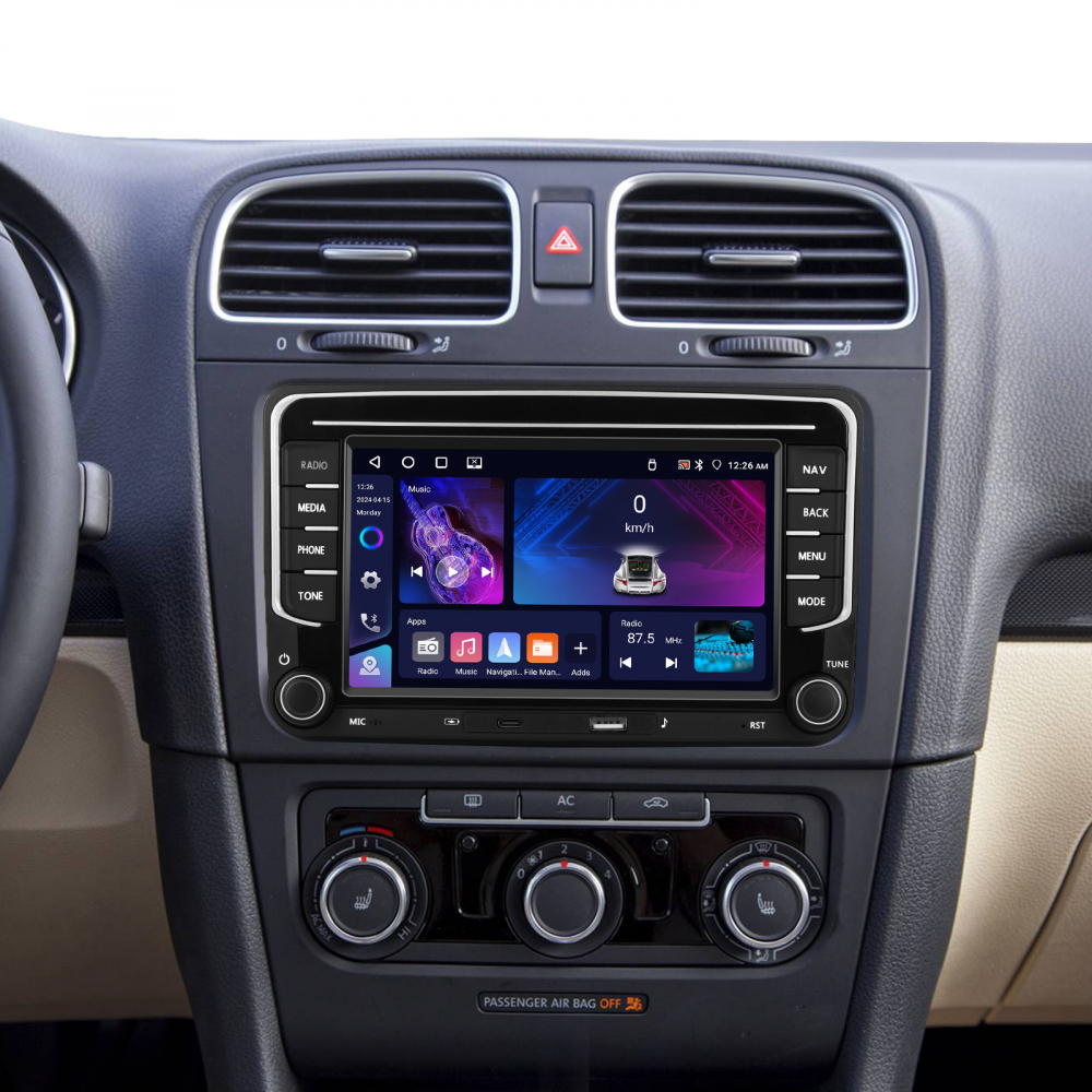 Navigație Android,Volkswagen, Skoda, Seat - 4+64 GB, USC C Frontal,CarPlay & Android Auto, ecran 7"|Compatbil Golf 5, Golf 6, Jetta, Passat B6/B7/CC, Polo, Tiguan [6]