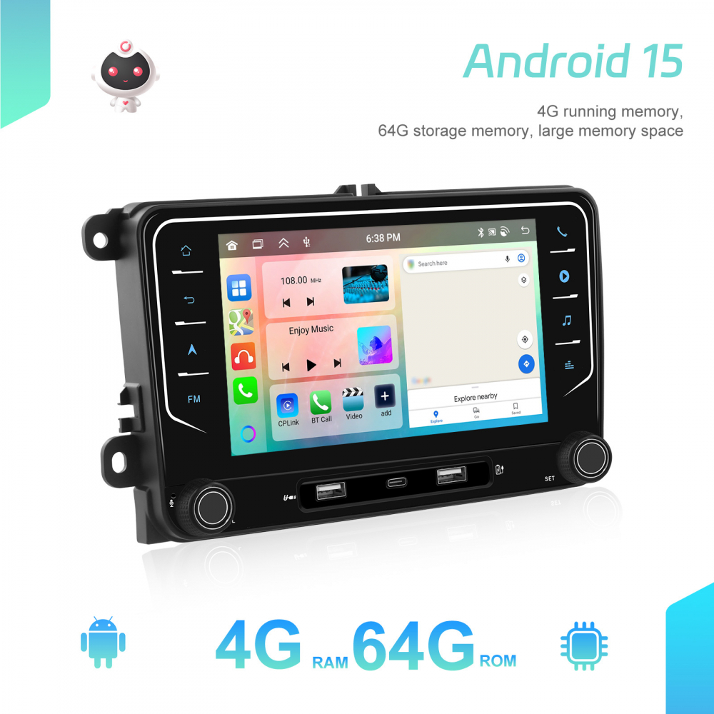 Navigație Android,Volkswagen,Skoda,Seat - 4+64 GB, USC Frontal,CarPlay & Android Auto, ecran 7 [10]