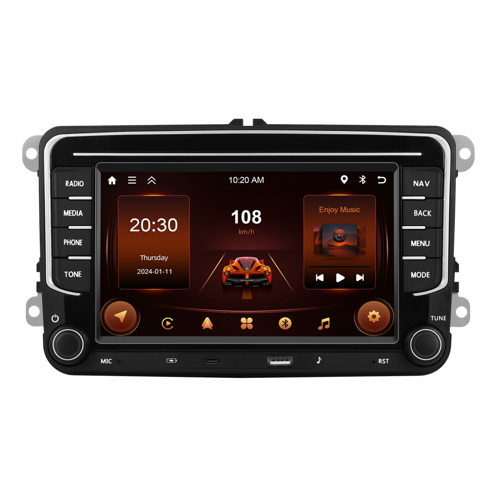 Navigație Android,Volkswagen, Skoda, Seat - 2+64 GB, USC C Frontal,CarPlay & Android Auto, ecran 7"|Compatbil Golf 5, Golf 6, Jetta, Passat B6/B7/CC, Polo, Tiguan [7]