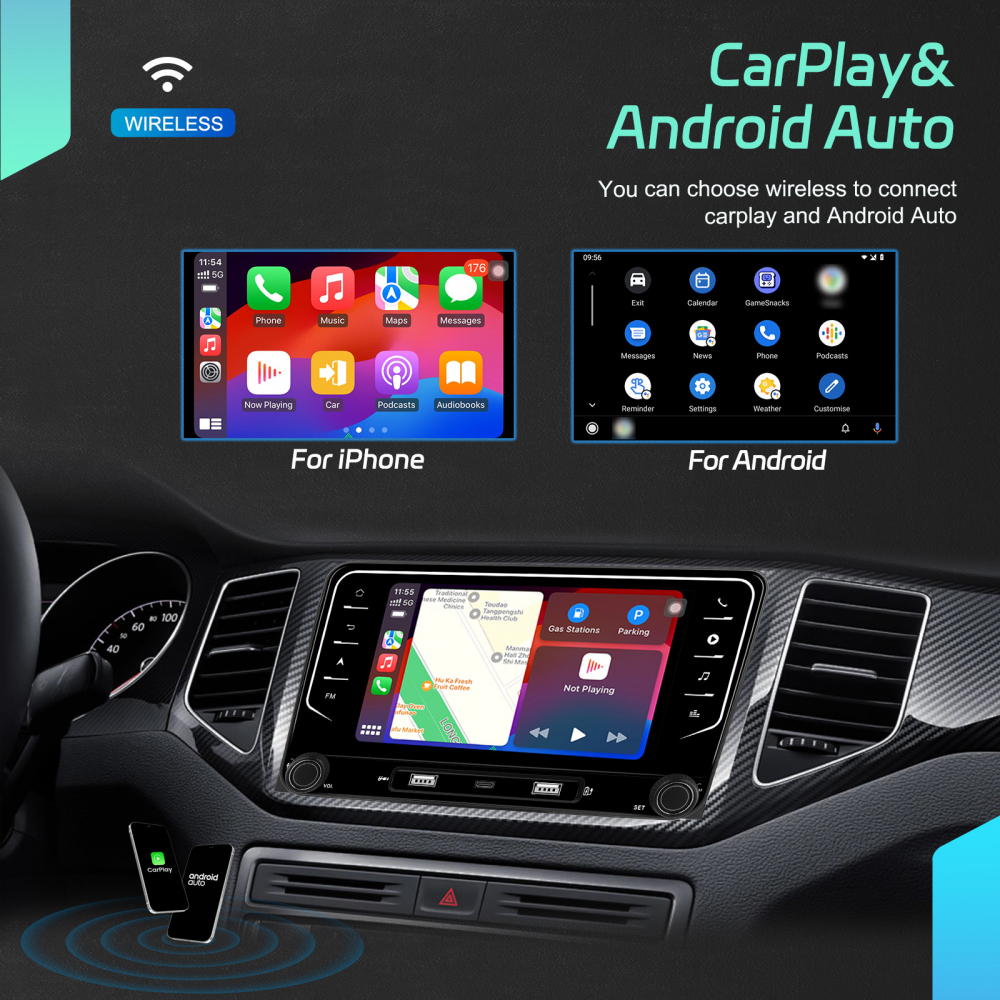 Navigație Android,Volkswagen,Skoda,Seat - 4+64 GB, USC Frontal,CarPlay & Android Auto, ecran 7 [3]