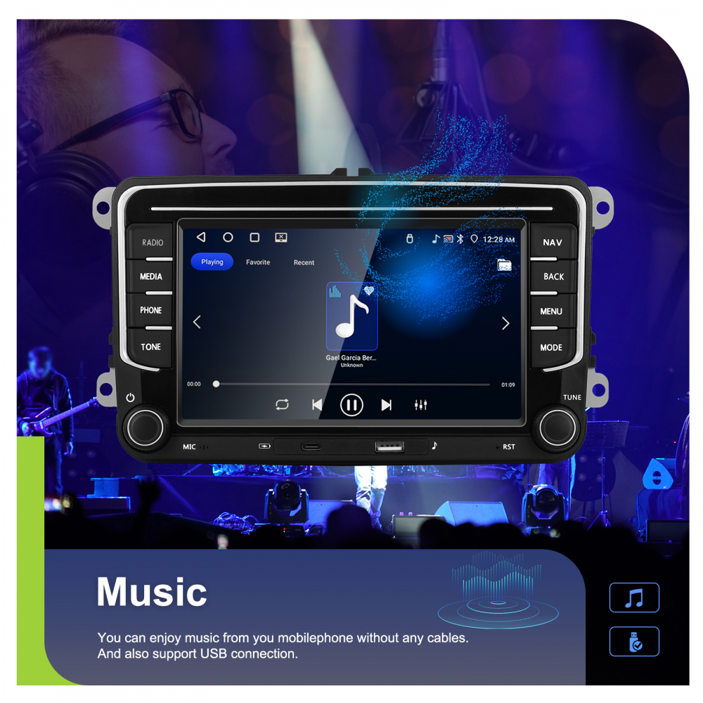 Navigație Android,Volkswagen, Skoda, Seat - 4+64 GB, USC C Frontal,CarPlay & Android Auto, ecran 7"|Compatbil Golf 5, Golf 6, Jetta, Passat B6/B7/CC, Polo, Tiguan [2]