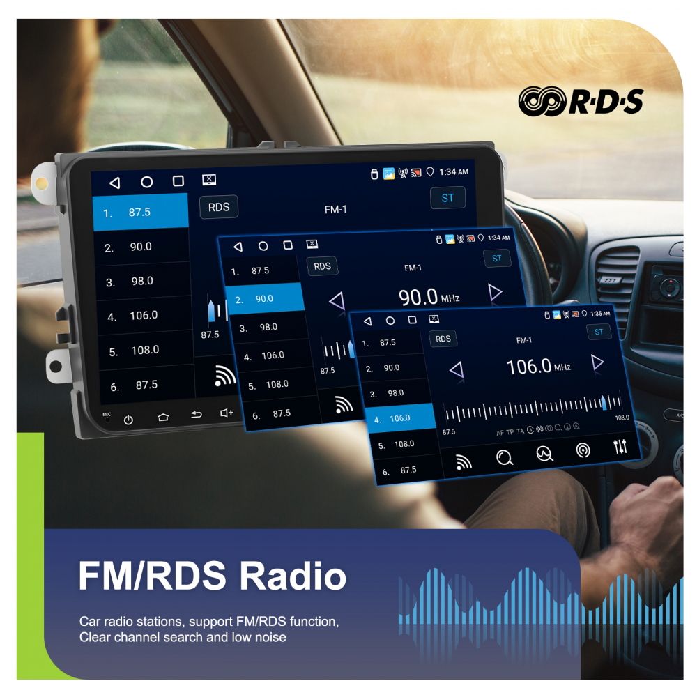 Navigație Android,Volkswagen, Skoda, Seat - 4+64 GB, USC C Frontal,CarPlay & Android Auto, ecran 9 inch Compatbil Golf 5, Golf 6, Jetta, Passat  B6 B7 CC, Polo, Tiguan [7]