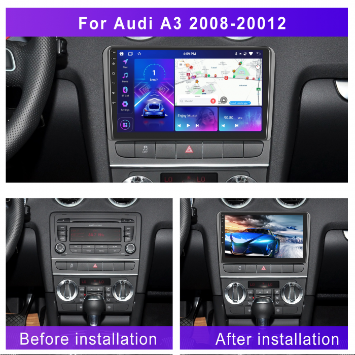Navigatie Audi A3 (2003-2013) cu Android 13, 4GB RAM 64GB ROM, DSP, ecran 9 Inch,Carplay si Android Auto [2]