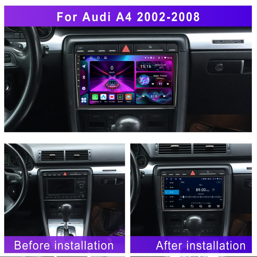 Navigatie Audi A4 B6-B7 (2001-2008), 4GB RAM 64GB, Android 13, DSP, 2.0 OCTA CORE CarPlay si Android Auto, ecran 9 inch [2]