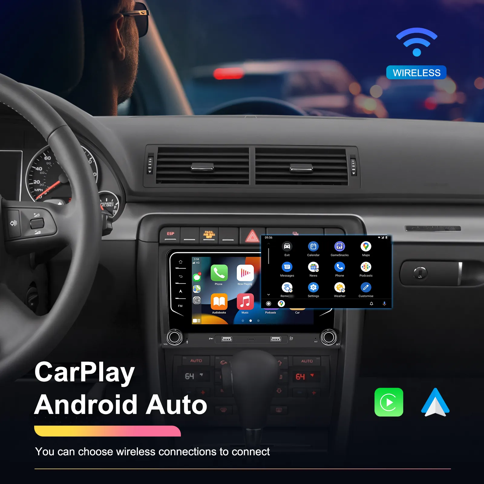 Navigatie Audi A4 B6/B7 (2002-2008) si Seat Exeo (2008-2012) 2+64 GB, CarPlay si Android auto OEM Look, ecran 7 inch [5]
