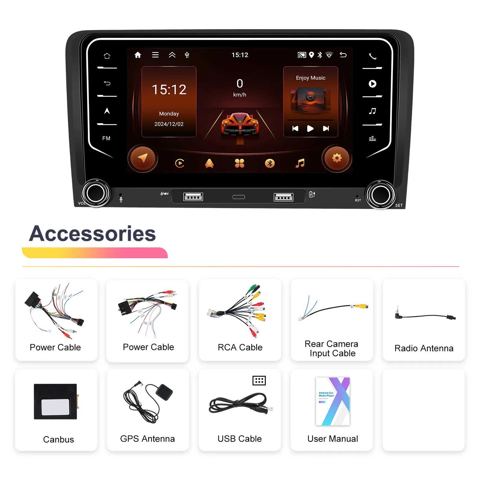 Navigatie Audi A3 (2003-2012) 2+64 GB, CarPlay si Android auto OEM Look, ecran 7 inch [6]