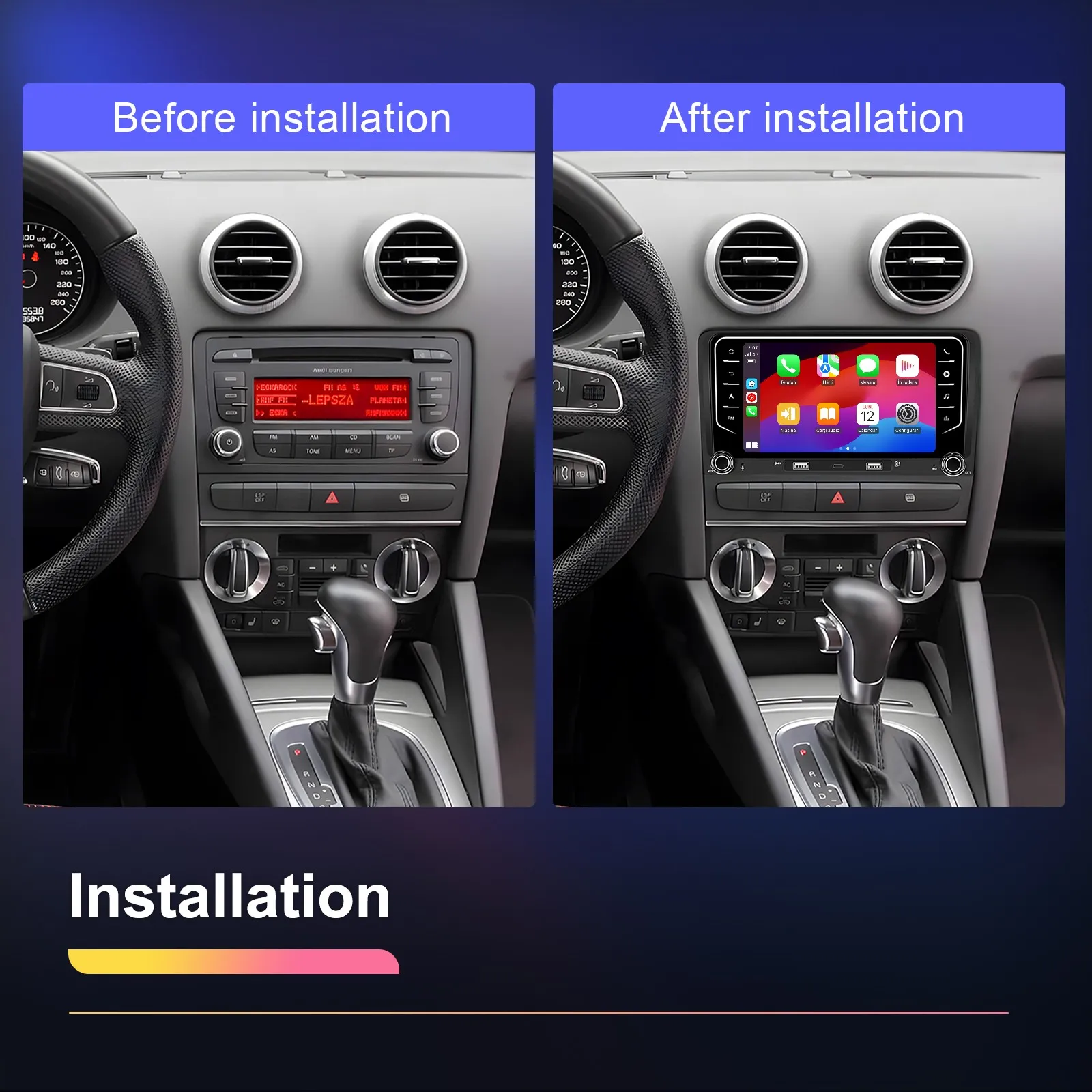 Navigatie Audi A3 (2003-2012) 2+64 GB, CarPlay si Android auto OEM Look, ecran 7 inch [7]