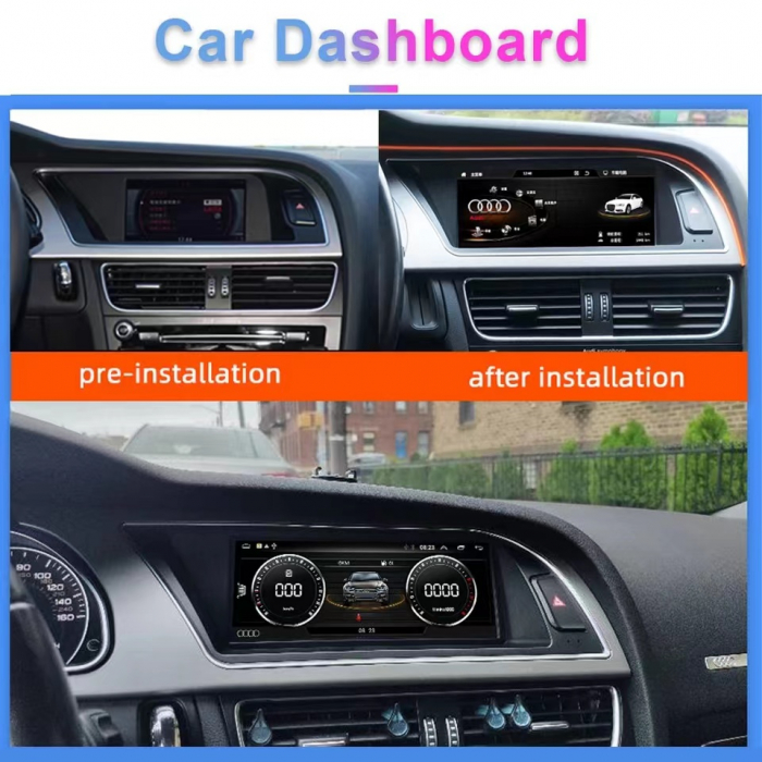 Set 360° Navigatie Audi A4 B8 (2009-2016), Android 12, 4GB RAM, 4G SIM, Carplay si Android auto,High Version [12]