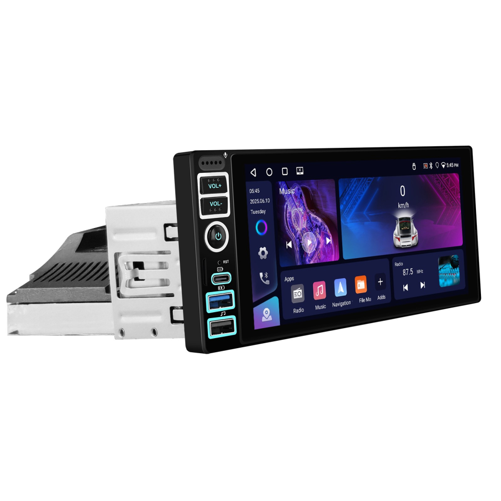 Navigatie Auto 1DIN cu Android, 4GB RAM + 64GB, Ecran 6.9 inch IPS, CarPlay și Android Auto Wireless, GPS, WiFi [5]