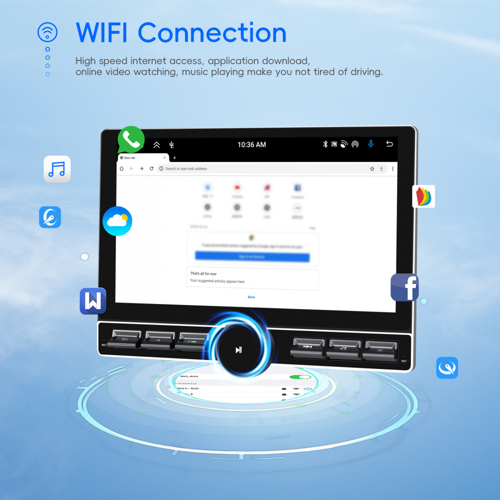 Navigație Auto Android 13 QLED 10.1" 6GB RAM + 128GB ROM, GPS, Bluetooth 5.0, WiFi,FM/RDS, USB [6]