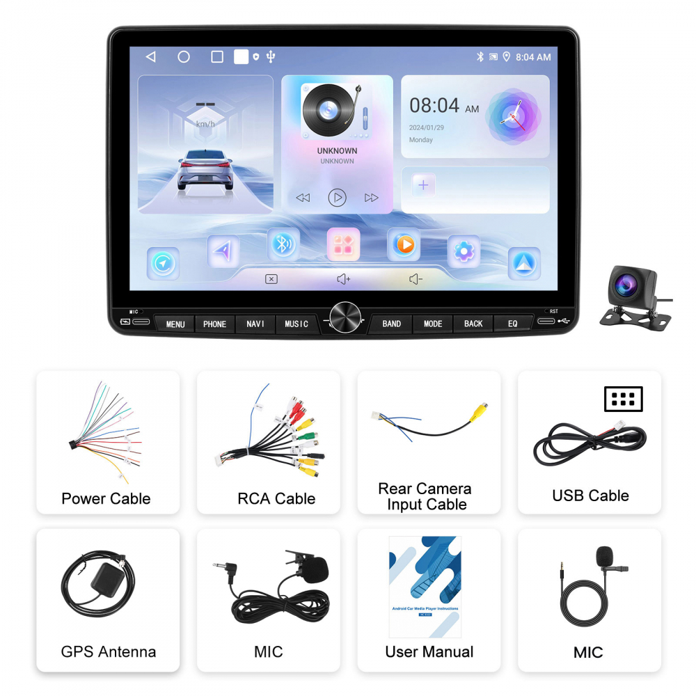 Navigație Auto Android 13 10.1" 2GB RAM + 64GB ROM, GPS, Bluetooth 5.0, WiFi,FM/RDS, USB, universala [12]