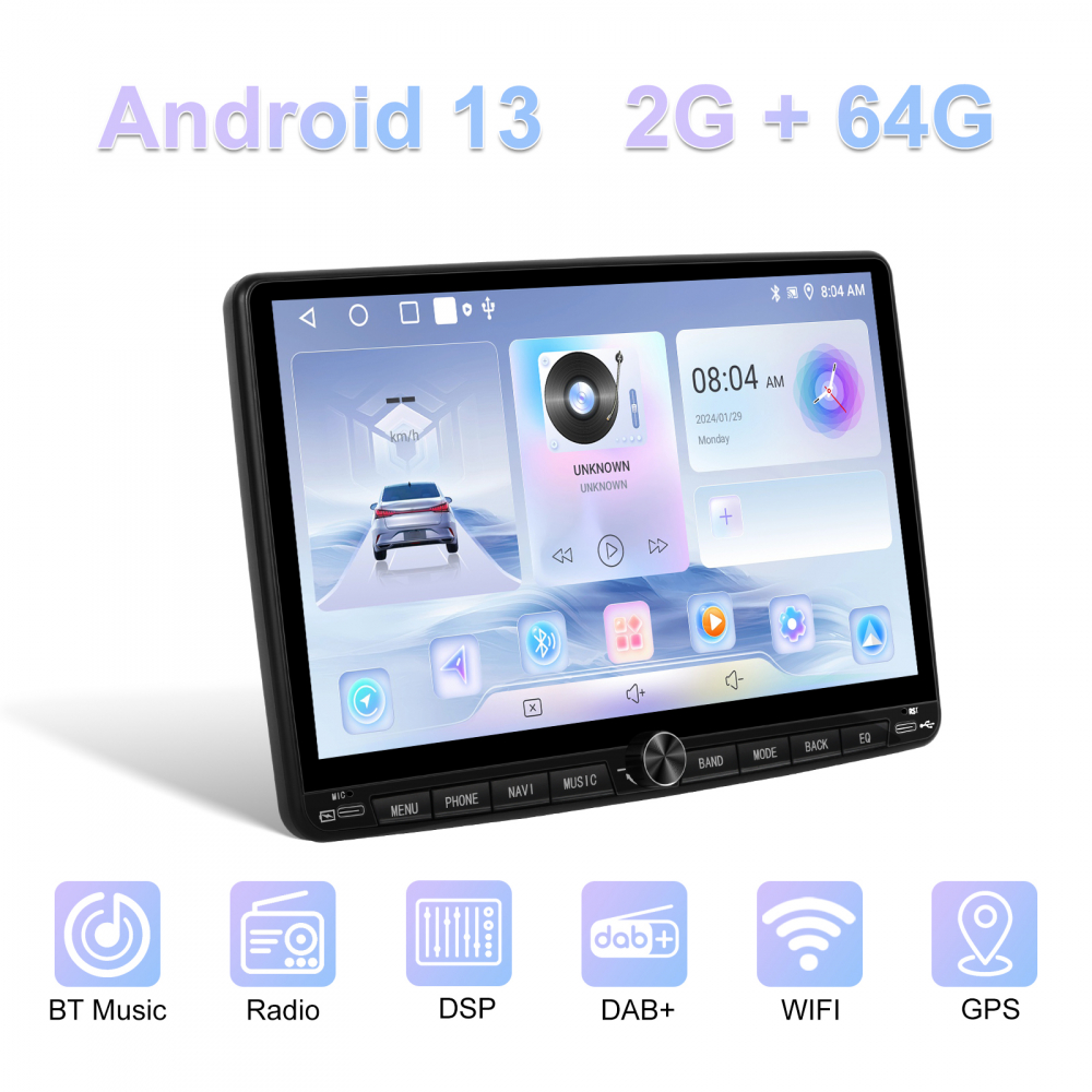 Navigație Auto Android 13 10.1" 2GB RAM + 64GB ROM, GPS, Bluetooth 5.0, WiFi,FM/RDS, USB, universala [9]