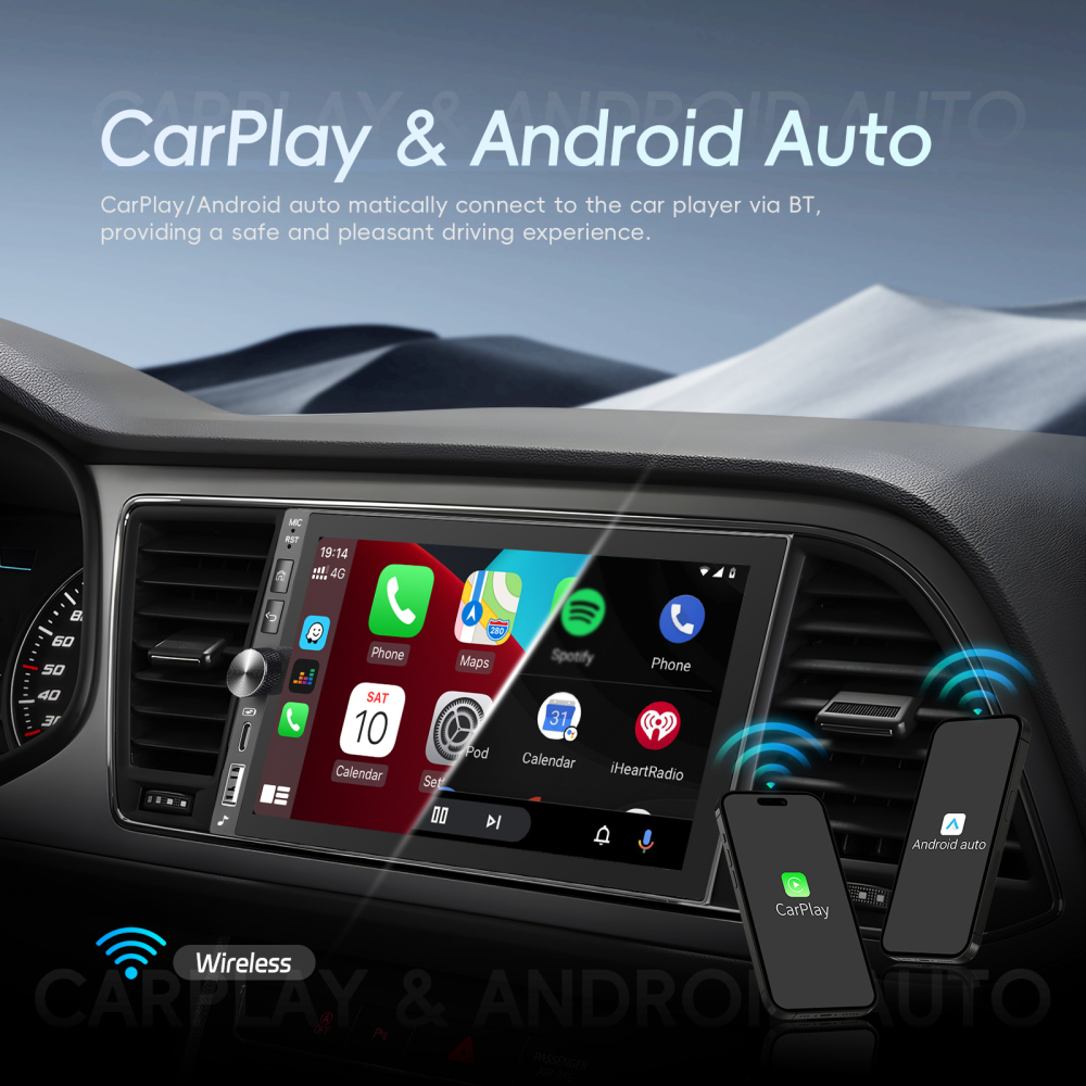 Navigatie Auto Universala 2DIN Android 4GB RAM + 128GB ROM, Ecran 7 inch INCELL HD, CarPlay și Android Auto Wireless, DSP, GPS [5]