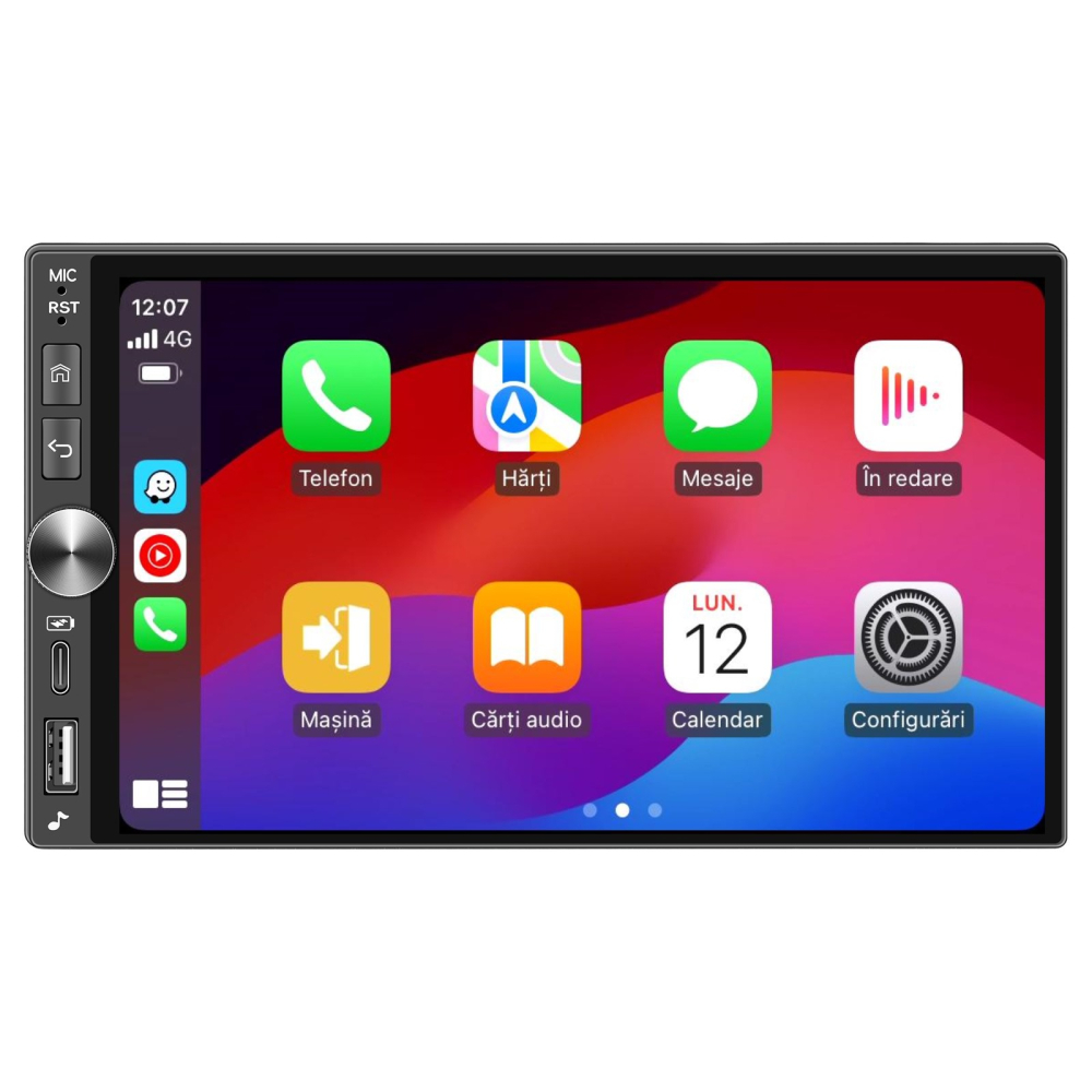 Navigatie Auto Universala 2DIN Android 4GB RAM + 128GB ROM, Ecran 7 inch INCELL HD, CarPlay și Android Auto Wireless, DSP, GPS [4]