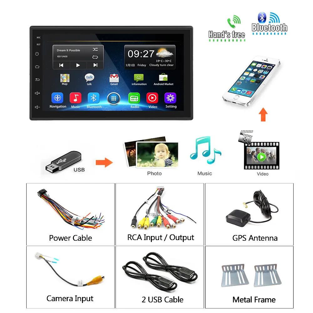 Navigație Auto Universală 2DIN cu Android, 2GB RAM, 64GB ROM-Compatibilă cu VW Golf 4, Passat B5, Skoda, Bora [13]
