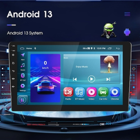 Navigatie auto universala, Tableta 10.1 inch, 2DIN, 2GB RAM, 64GB ROM, Android Auto Cablu, Carplay Wireless, GPS, Bluetooth 4.0, Radio FM, Touchscreen [7]