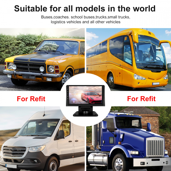 Navigatie auto universala, cu rama suport, 10.1 inch, 2DIN, 2GB RAM, 64GB ROM, Android Auto Cablu, Carplay Wireless, GPS, Bluetooth 4.0, Radio FM, Touchscreen [18]