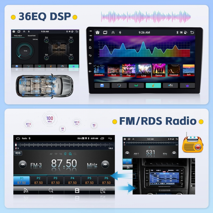 Navigatie universala 2DIN, 4GB 64GB, 8 CORE, CarPlay si Android Auto, DSP 32EQ, FM RDS, Ecran 9 inch [6]