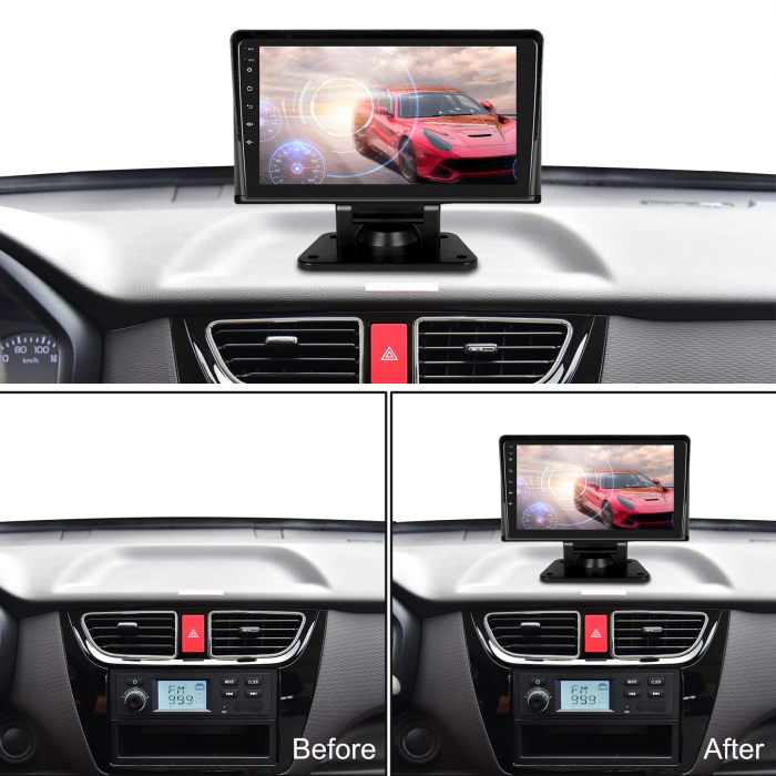 Navigatie auto universala, cu rama suport, 10.1 inch, 2DIN, 2GB RAM, 64GB ROM, Android Auto Cablu, Carplay Wireless, GPS, Bluetooth 4.0, Radio FM, Touchscreen [4]